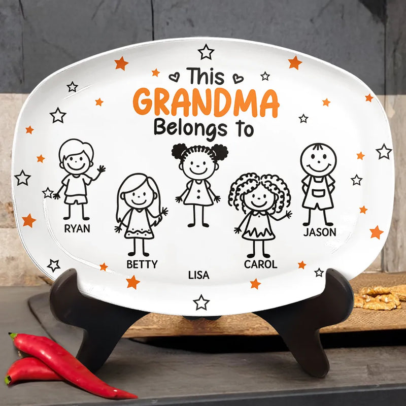 Gift For Grandpa,Gift For Grandma,Gift For Grandparents,Gift For Mother,Gift For Father,Christmas,Happy - This Grandpa Grandma Belongs To Kids Pet - Personalized Plate