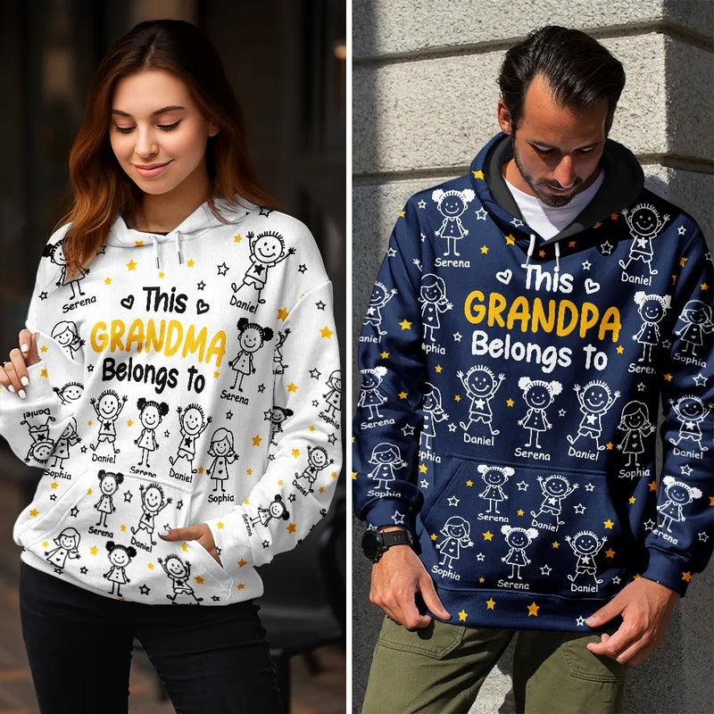 Gift For Grandparents,Gift For Grandpa,Gift For Grandma,Gift For Mother,Gift For Father,Happy,Christmas - This Grandpa Grandma Belongs To Kids Pet - Personalized Pullover Hoodie