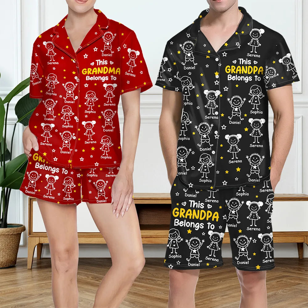 Gift For Grandparents,Gift For Grandpa,Gift For Grandma,Gift For Mother,Gift For Father,Happy,Christmas - This Grandpa Grandma Belongs To Kids Pet - Personalized Short Pajamas Set
