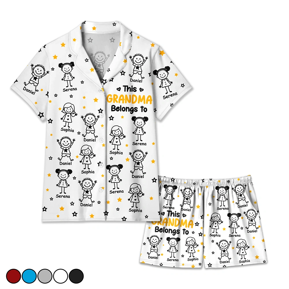 Gift For Grandparents,Gift For Grandpa,Gift For Grandma,Gift For Mother,Gift For Father,Happy,Christmas - This Grandpa Grandma Belongs To Kids Pet - Personalized Short Pajamas Set