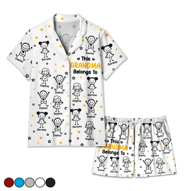 Gift For Grandparents,Gift For Grandpa,Gift For Grandma,Gift For Mother,Gift For Father,Happy,Christmas - This Grandpa Grandma Belongs To Kids Pet - Personalized Short Pajamas Set