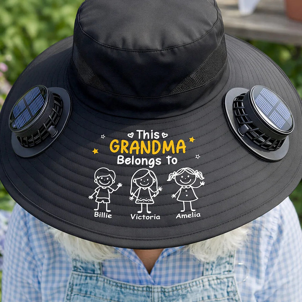 Gift For Grandpa,Gift For Grandma,Gardening,Happy - This Grandpa Grandma Belongs To Kids Pet - Personalized Solar Fan Hat