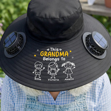 This Grandpa Grandma Belongs To Kids Pet - Personalized Solar Fan Hat