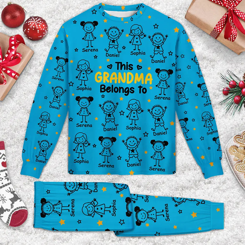 Gift For Grandparents,Gift For Grandpa,Gift For Grandma,Gift For Mother,Gift For Father,Happy,Christmas - This Grandpa Grandma Belongs To Kids Pet - Personalized Unisex Pajamas Set