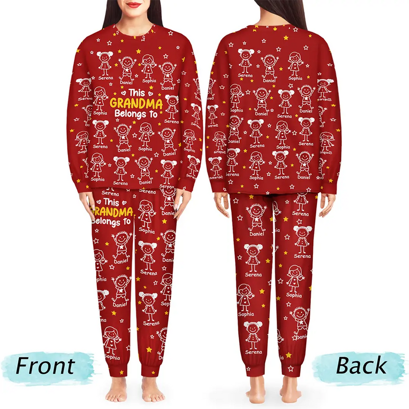 Gift For Grandparents,Gift For Grandpa,Gift For Grandma,Gift For Mother,Gift For Father,Happy,Christmas - This Grandpa Grandma Belongs To Kids Pet - Personalized Unisex Pajamas Set