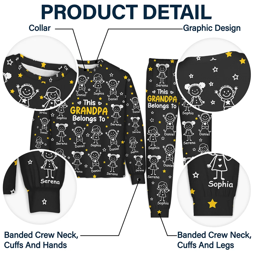 Gift For Grandparents,Gift For Grandpa,Gift For Grandma,Gift For Mother,Gift For Father,Happy,Christmas - This Grandpa Grandma Belongs To Kids Pet - Personalized Unisex Pajamas Set