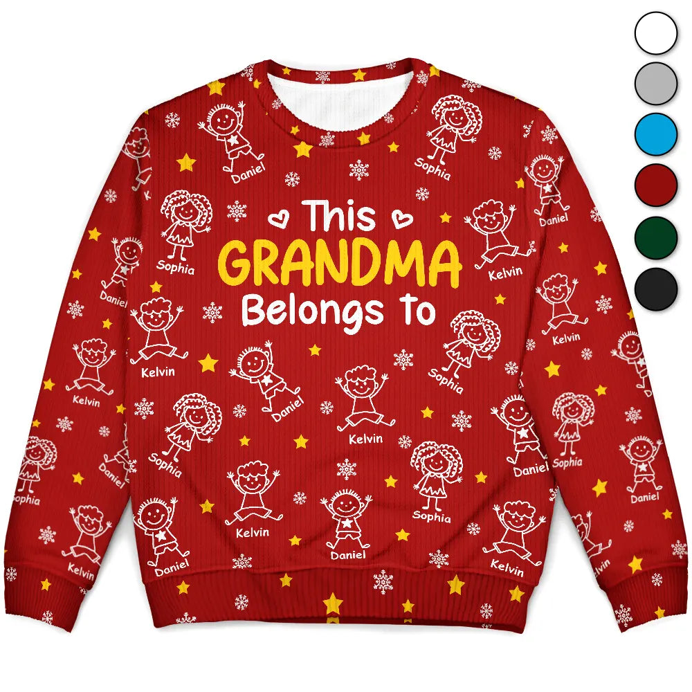 Gift For Grandpa,Gift For Grandma,Gift For Father,Gift For Mother - This Grandpa Grandma Belongs To Kids Pet - Personalized Unisex Ugly Sweater
