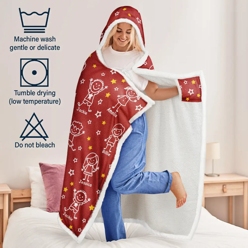 Gift For Grandparents,Gift For Grandpa,Gift For Grandma,Gift For Mother,Gift For Father,Happy,Christmas - This Grandpa Grandma Belongs To Kids Pet - Personalized Wearable Hooded Blanket