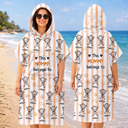 Adorable,Gift For Grandma,Beach,Summer,Icon - This Grandpa Grandma Belongs To Kids Pets - Personalized Hooded Poncho Towel