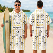 Adorable,Gift For Grandma,Beach,Summer,Icon - This Grandpa Grandma Belongs To Kids Pets - Personalized Hooded Poncho Towel