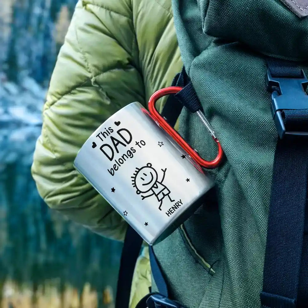 Happy,Gift For Grandpa,Gift For Grandma,Gift For Grandparents - This Grandpa Grandpa Belongs To Stick Figures - Personalized Carabiner Mug