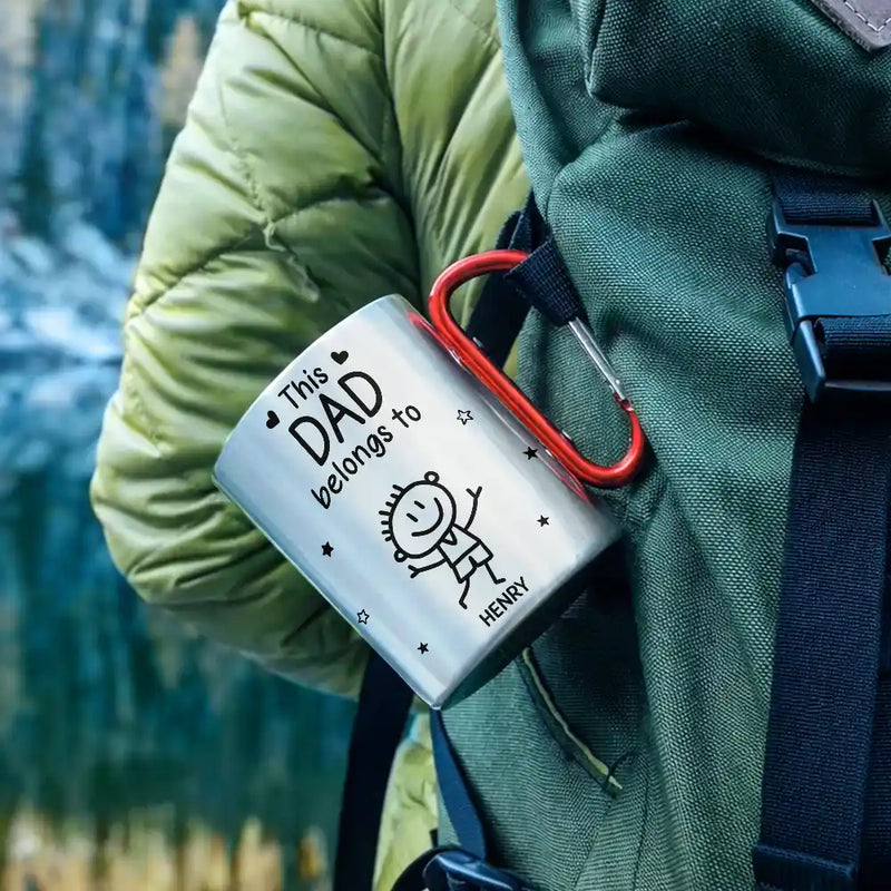 Happy,Gift For Grandpa,Gift For Grandma,Gift For Grandparents - This Grandpa Grandpa Belongs To Stick Figures - Personalized Carabiner Mug