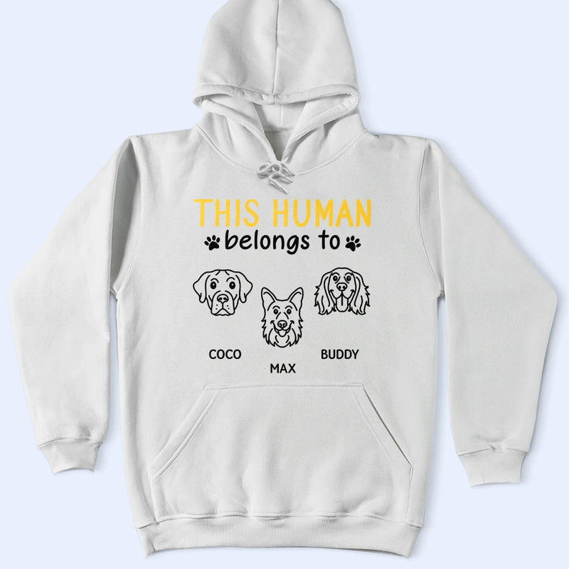 Pet Lovers, Pet Mom, Pet Dad, Dog Lovers, Dog Mom, Dog Dad, Happy - This Human Belongs To Cute Dogs - Personalized T Shirt