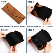 Gift For Men,Gift For Father,Gift For Grandpa,Gift For Husband,Cat Lovers,Cat Dad,Cat Mom,Pet Lovers,Non-Eng,Icon,Playful - This Human Belongs To Dog Cat Mom Dad - Personalized Leather Glasses Case