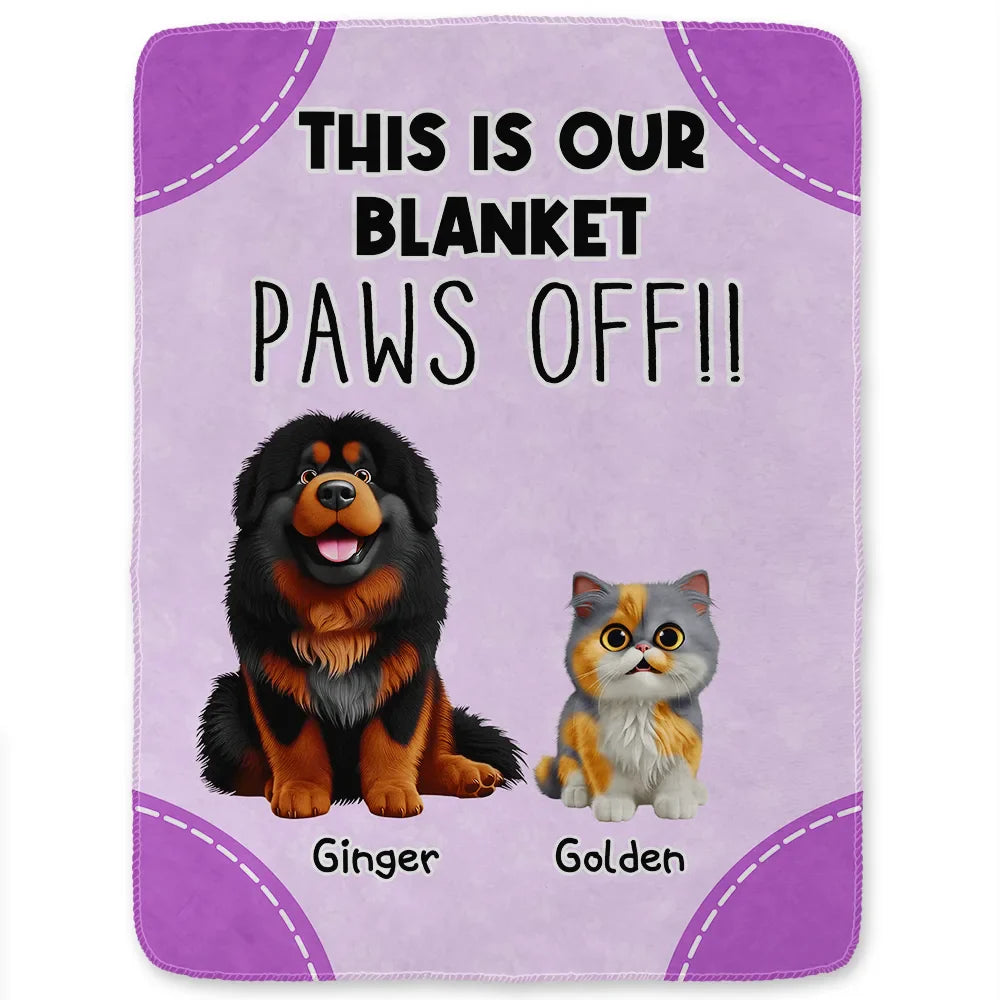 Dog Lovers,Cat Lovers,Pet Mom,Funny - This Is Mine Paws Off Dog Cat Lovers - Personalized Fleece Blanket, Sherpa Blanket