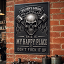 Humorous,Gift For Men,Gift For Yourself,Garage,Outdoor Decor,Custom Text - This Is My Happy Place Garage - Personalized Classic Metal Signs
