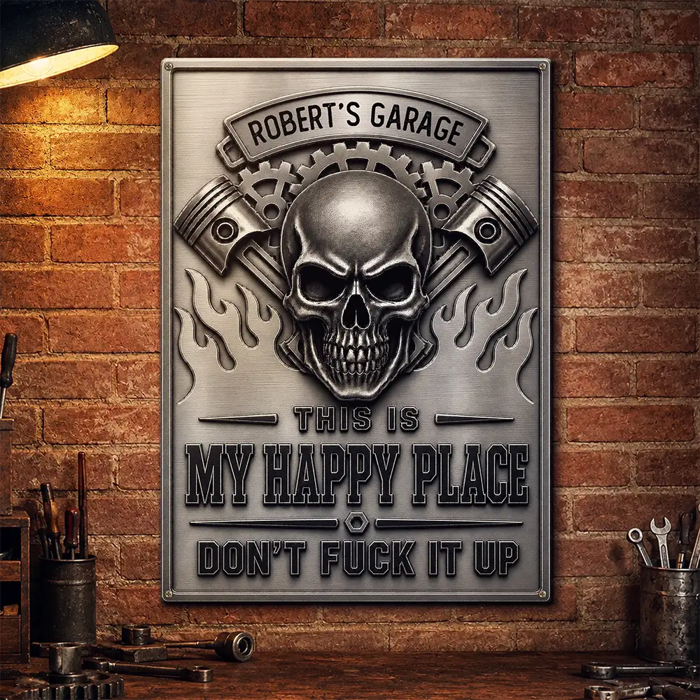 This Is My Happy Place Garage - Personalized Classic Metal Signs