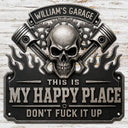 Top Market,Humorous,Gift For Men,Gift For Yourself,Garage,Outdoor Decor,Custom Text - This Is My Happy Place Garage - Personalized Custom Shaped Metal Sign