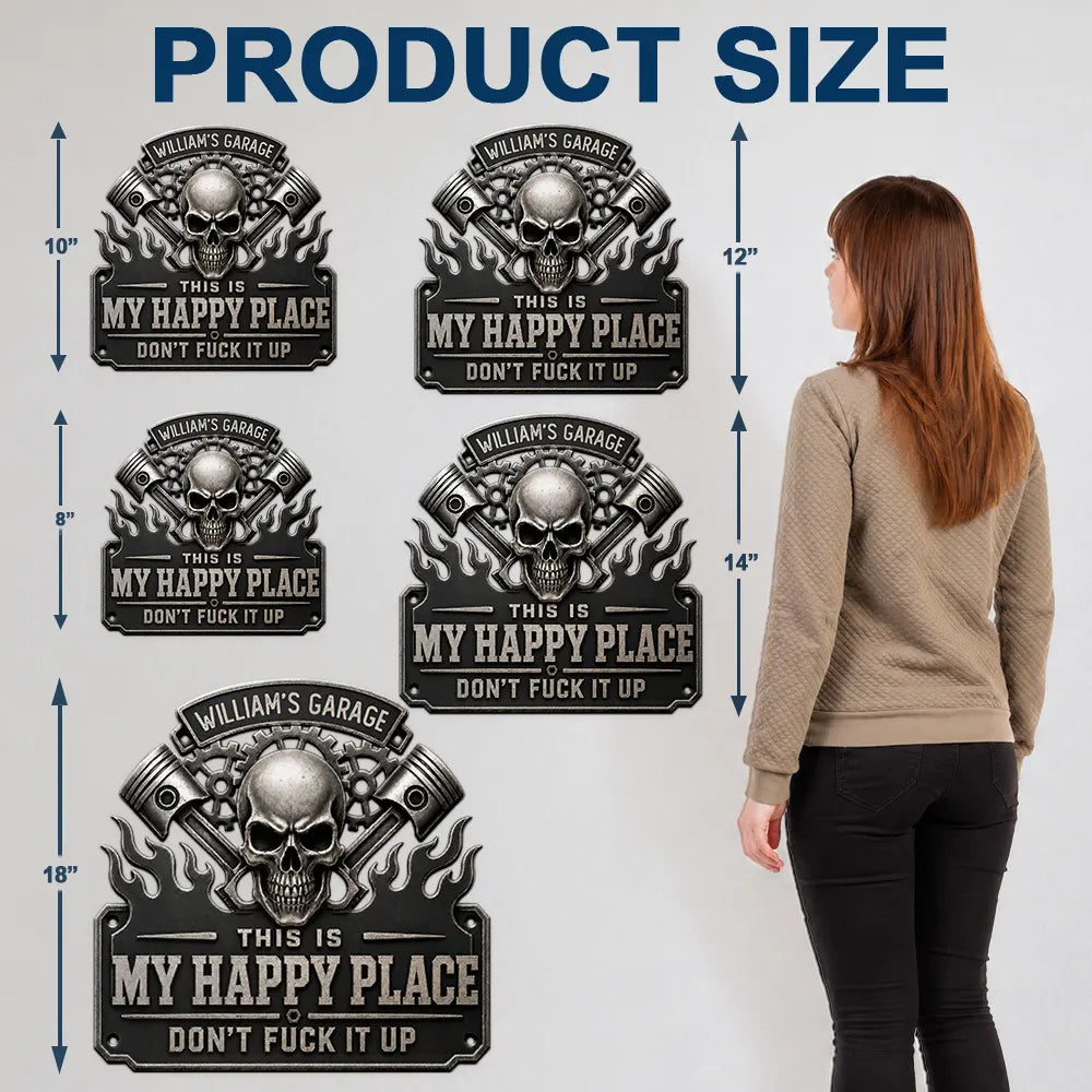 This Is My Happy Place Garage - Personalized Custom Shaped Metal Sign