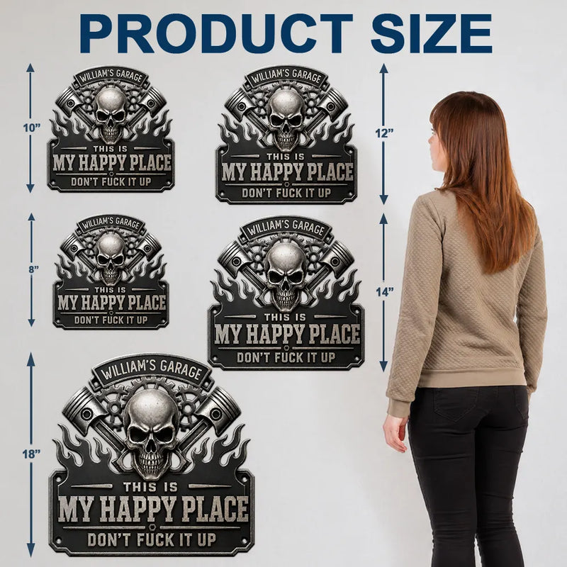 This Is My Happy Place Garage - Personalized Custom Shaped Metal Sign