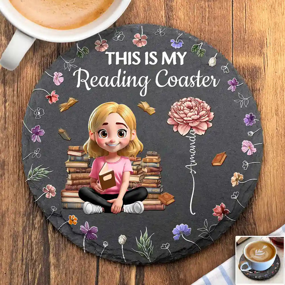 Reading,Gift For Yourself,Happy,Gift For Women,Gift For Men - This Is My Reading Coaster - Personalized Slate Coaster