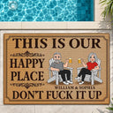 Top Market,Humorous,Old Couples,Gift For Couples,Vector - This Is Our Happy Place Retro Cartoon Couple - Personalized Doormat