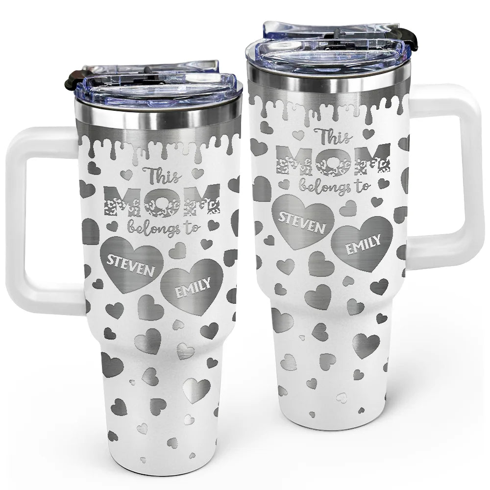 This Mom Grandma Belongs To Heart Icon - Personalized Engraved 40oz Tumbler