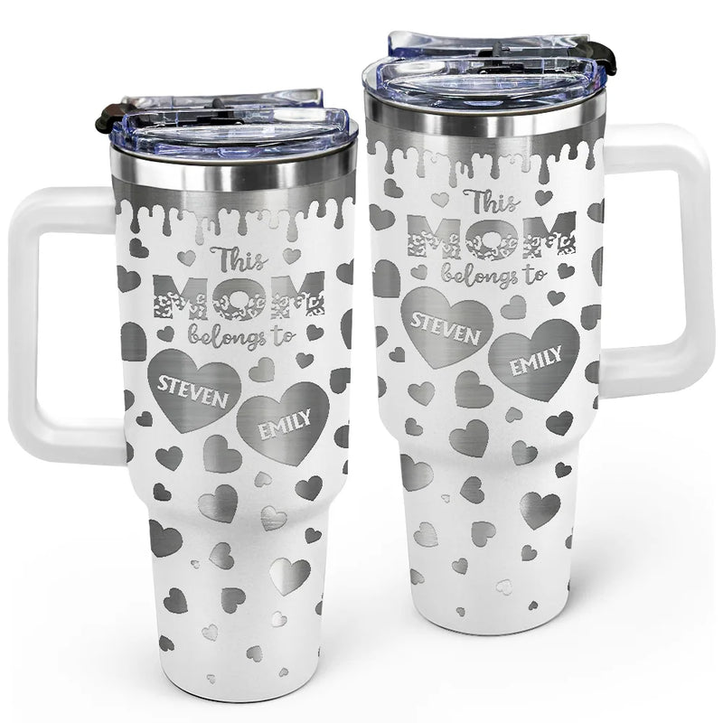 Gift For Grandma,Gift For Mother,Happy - This Mom Grandma Belongs To Heart Icon - Personalized Engraved 40oz Tumbler