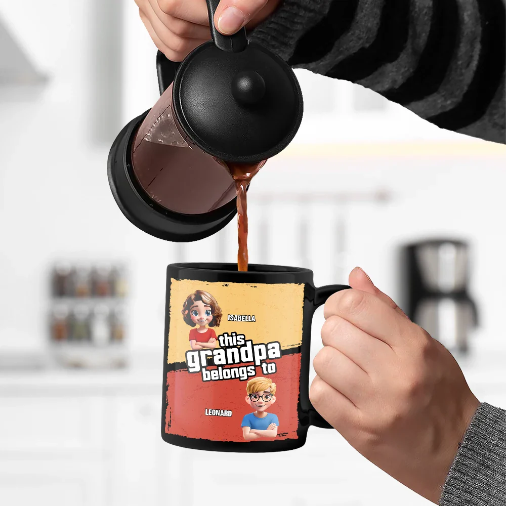 Gift For Father,Gift For Grandpa,Love - This Papa Grandpa Dad Belong To - Personalized Black Mug