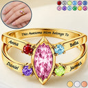 Gift For Women,Gift For Yourself,Gift For Mother,Love,Happy,Gift For Grandma,Non-Eng - This Awesome Mom Belongs Engraved With Kids Name Gemstones - Personalized Birthstone Ring
