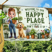 Humorous,Gardening,Gift For Yourself,Summer,Vector - This Is Our Happy Place Garden - Personalized Classic Metal Signs