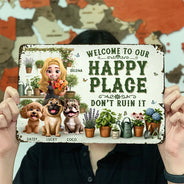 Humorous,Gardening,Gift For Yourself,Summer,Vector - This Is Our Happy Place Garden - Personalized Classic Metal Signs