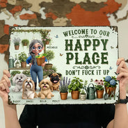 Humorous,Gardening,Gift For Yourself,Summer,Vector - This Is Our Happy Place Garden - Personalized Classic Metal Signs