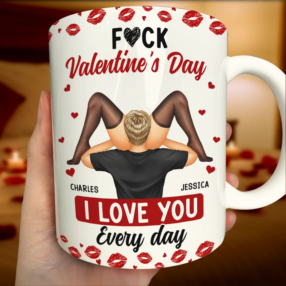 Gift For Couples,Old Couples,Gift For Husband,Gift For Wife,Gift For Boyfriend,Gift For Girlfriend,Love - Timber Couple I Love You Every Day - Personalized White Edge-to-Edge Mug