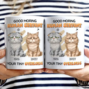 Cat Lovers, Pet Lovers, Playful, Vector - Tired Cat Your Tiny Overlord - Personalized Mug
