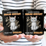 Cat Lovers, Pet Lovers, Playful, Vector - Tired Cat Your Tiny Overlord - Personalized Mug