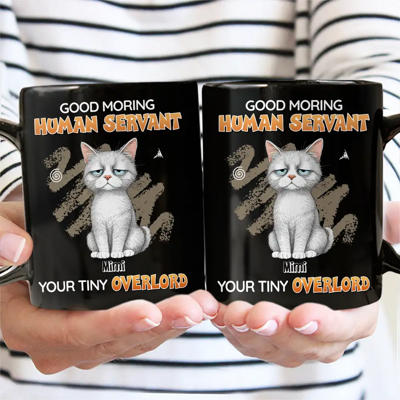 Cat Lovers, Pet Lovers, Playful, Vector - Tired Cat Your Tiny Overlord - Personalized Mug