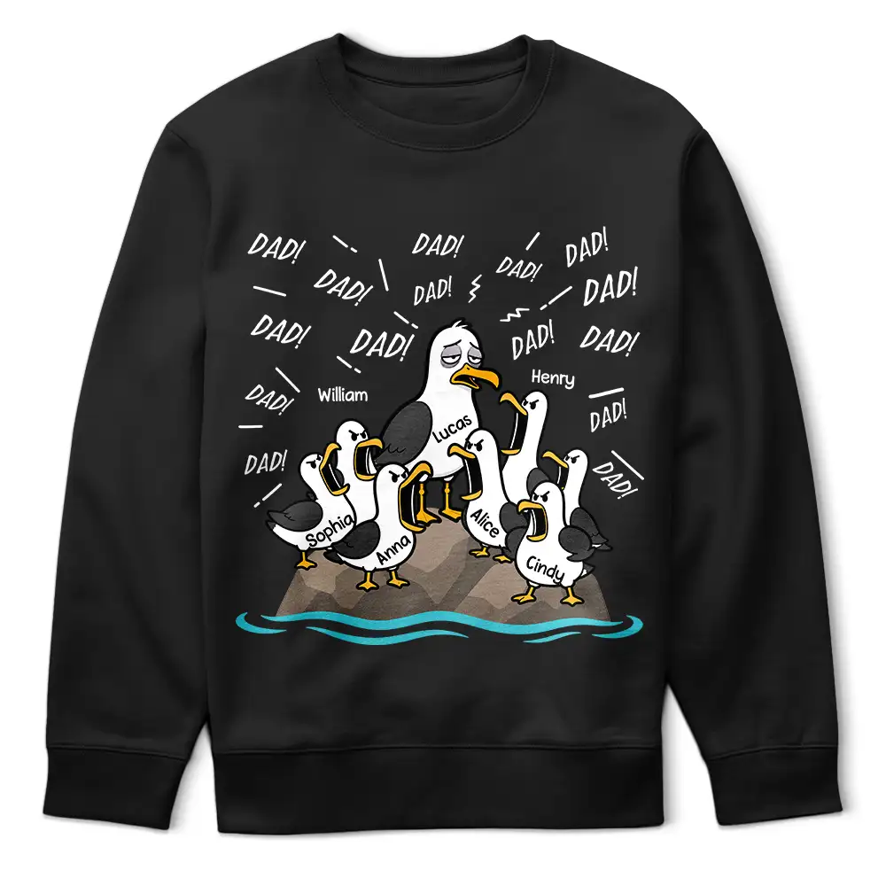 Gift For Husband,Gift For Father,Gift For Grandparents,Teacher,Non-Eng,Icon,Humorous - Tired Seagull And Kids Screaming - Personalized T Shirt