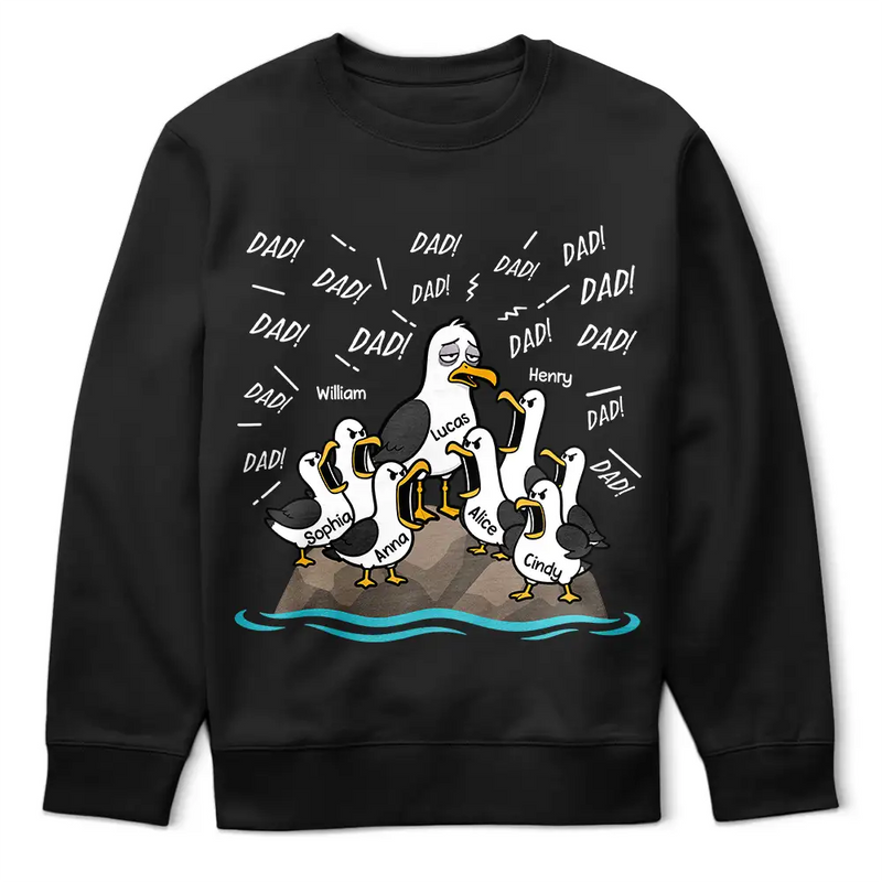 Gift For Husband,Gift For Father,Gift For Grandparents,Teacher,Non-Eng,Icon,Humorous - Tired Seagull And Kids Screaming - Personalized T Shirt