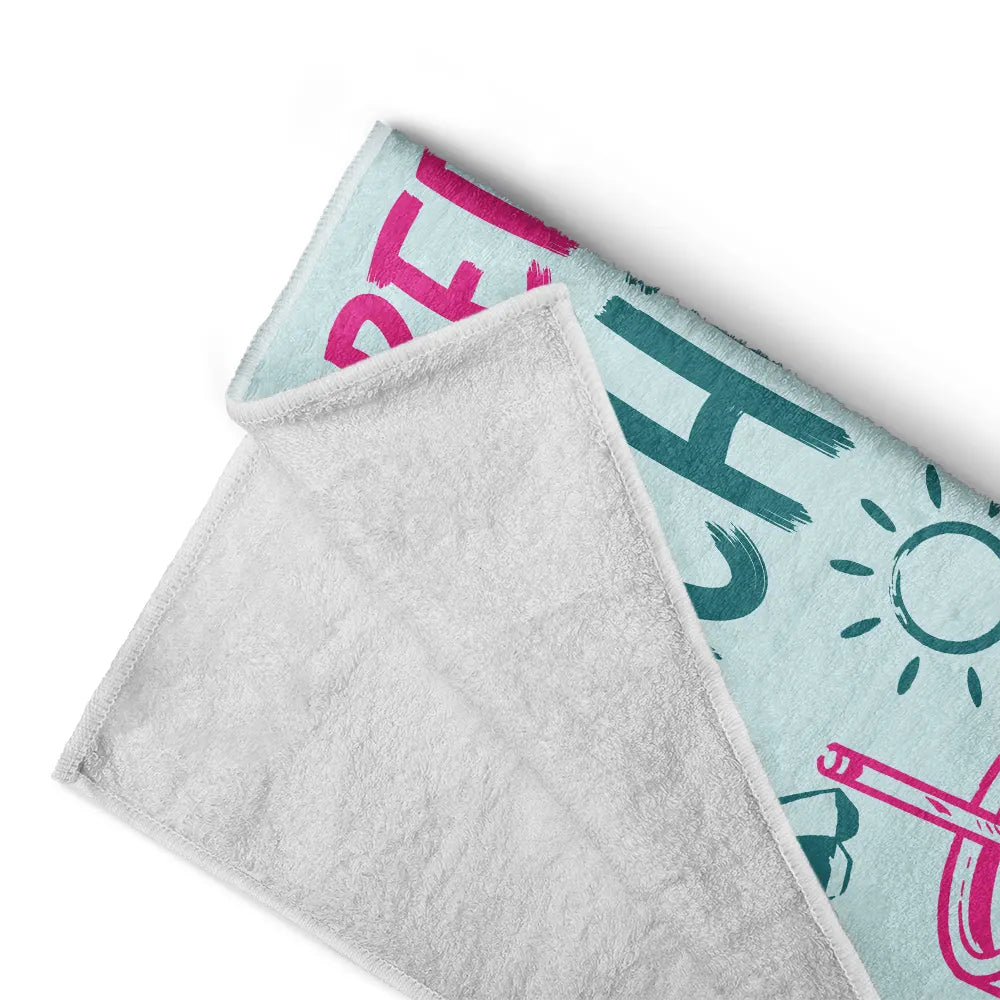 Beach,Summer,Top Market,Teacher,Humorous,Custom Text - Tired Teacher Summer Club - Personalized Beach Towel