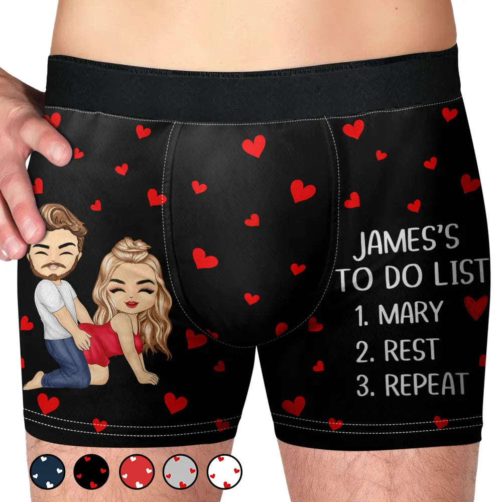 Custom Photo To Do List Romantic Couple - Personalized Men's Boxer Briefs