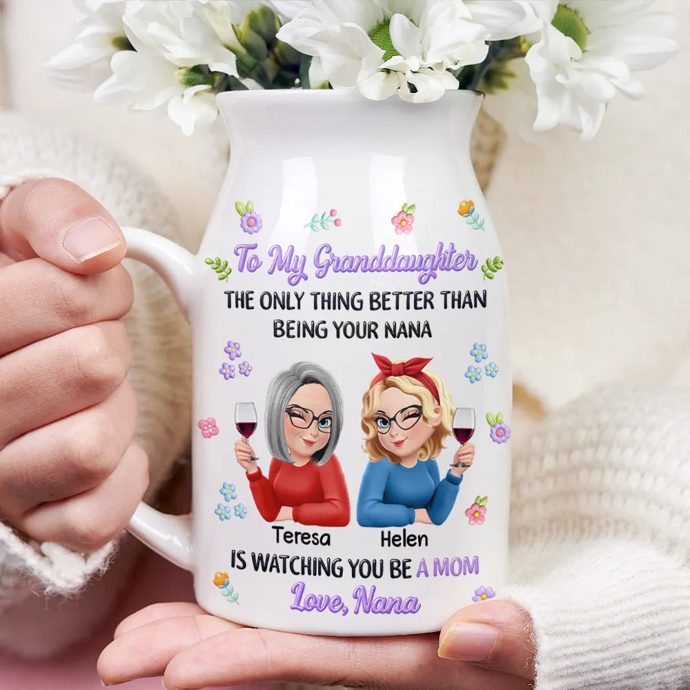 Mom - Daughters (Adult),Gift For Daughter,Love - To My Daughter Granddaughter - Personalized Ceramic Flower Vase