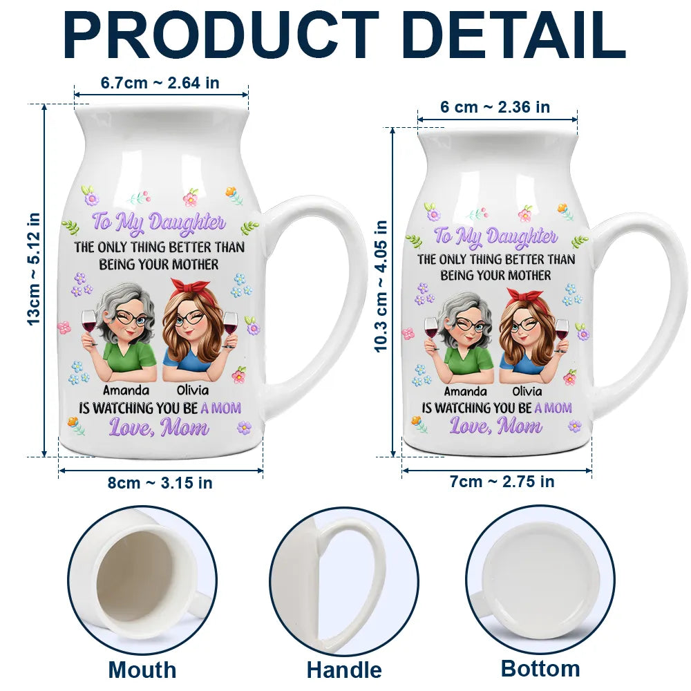 Mom - Daughters (Adult),Gift For Daughter,Love - To My Daughter Granddaughter - Personalized Ceramic Flower Vase
