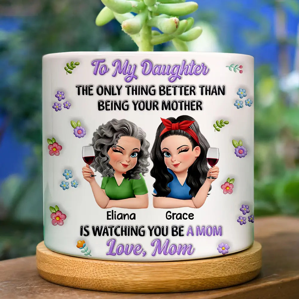 To My Daughter Granddaughter - Personalized Ceramic Plant Pot