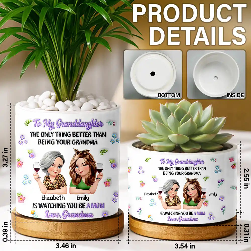 Mom - Daughters (Adult),Gift For Daughter,Love - To My Daughter Granddaughter - Personalized Ceramic Plant Pot
