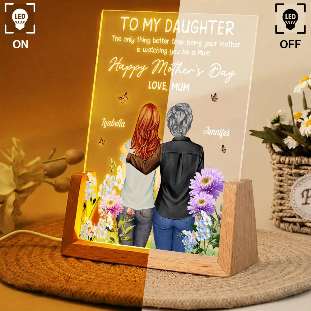 Gift For Daughter,Mom - Daughters (Adult),Love - To My Daughter Happy Mother's Day 3D Birth Flower - Personalized Night Light