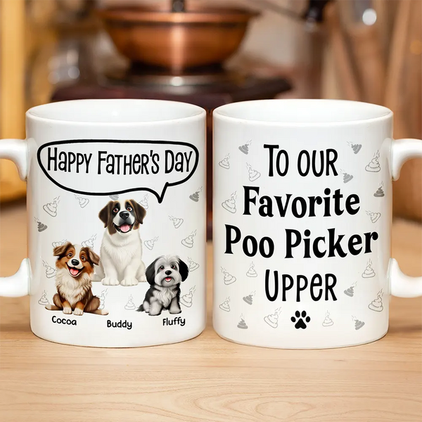 Dog Dad,Dog Mom,Dog Lovers - To My Favorite Poo Picker Upper Dog Dad Fun 3D Effect Dogs - Personalized Mug