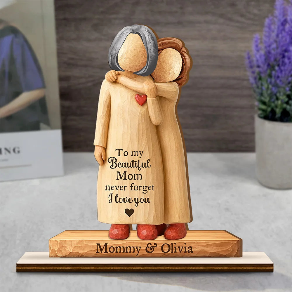 Gift For Mother,Mom - Daughters (Adult),Mom - Daughters (Young),Happy - To My Mom Never Forget I Love You - Personalized Custom Shaped Wooden Plaque
