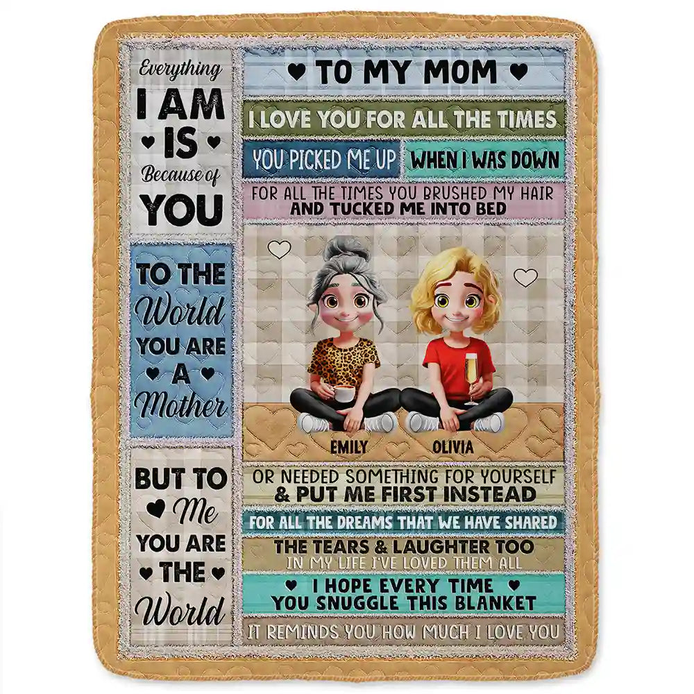 Gift For Mother, Mom - Daughters (Adult), Gift For Daughter, Family, Happy - To My Mom To My Daughter 3D Effect - Personalized Fleece Blanket, Sherpa Blanket