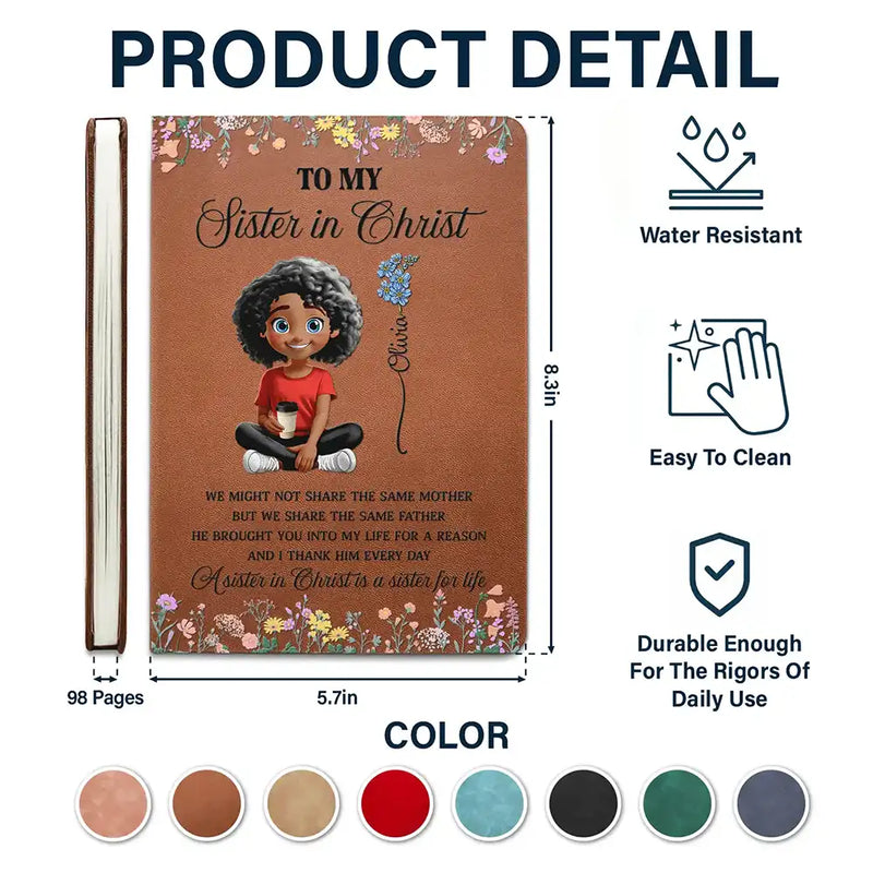 Christian,Gift For Sisters,Gift For Bestie - To My Sister In Christ - Personalized Leather Journal